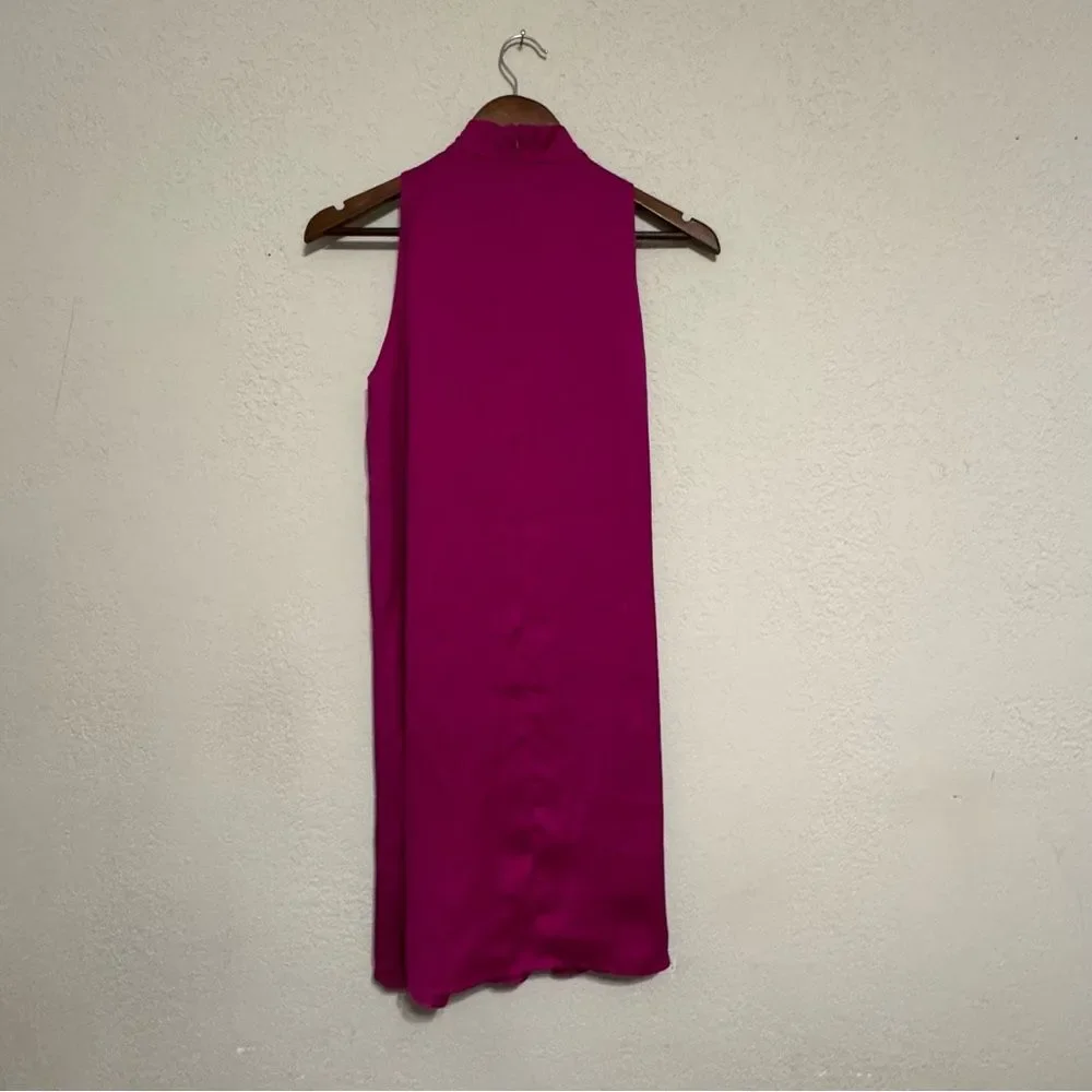 Mango MNG Magenta Sleeveless High Mock Neck Cocktail Dress